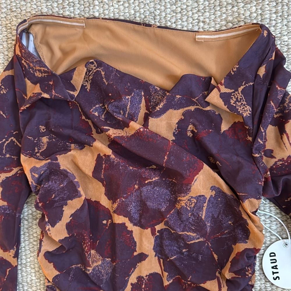 STAUD Solana Floral Print Long Sleeve Maxi Dress Dried Pressed Flowers NWT - Picture 10 of 15